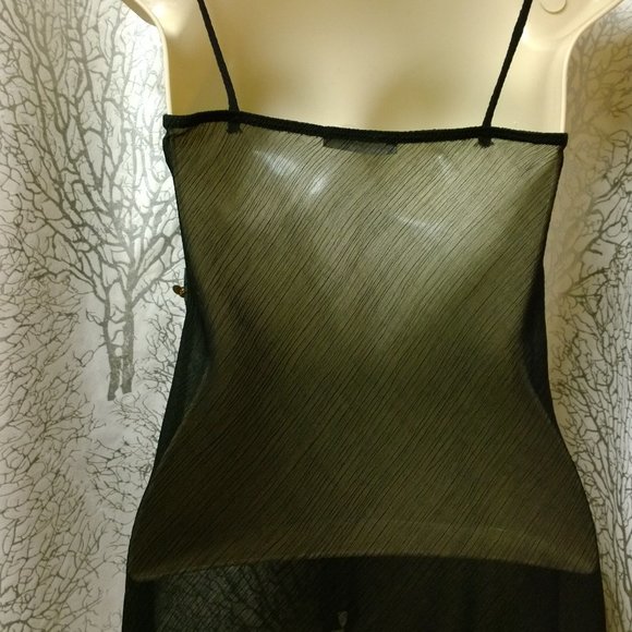 Semi-Sheer Black top with Gold sequin accent NWOT - Picture 2 of 4